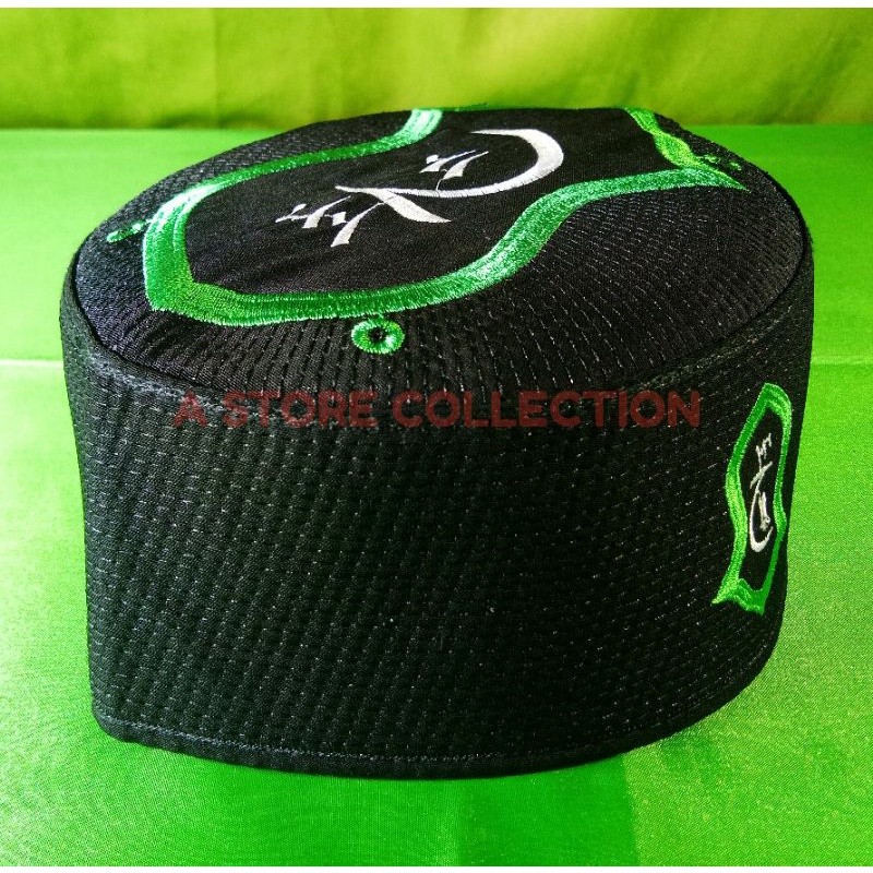 Peci Kopiah Terompah Darkah Hitam Hijau Tebal - Model Malaysia