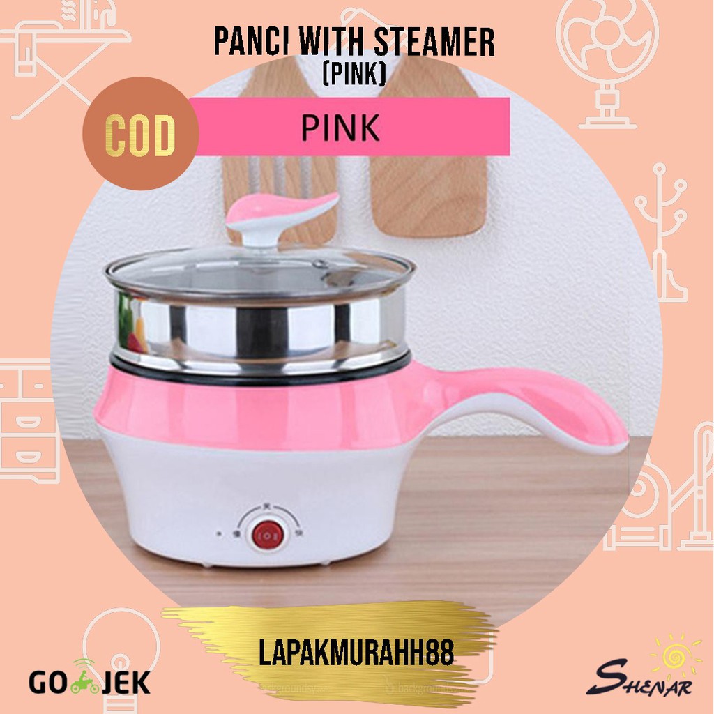 PANCI ELEKTRIK / PANCI DENGAN LAPISAN KERAMIK / PERALATAN DAPUR / COOKING POT WITH STEAMER