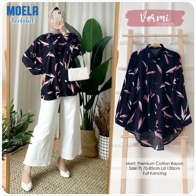 [MOELA] VERMI BLOUSE KEMEJA MOTIF by moela