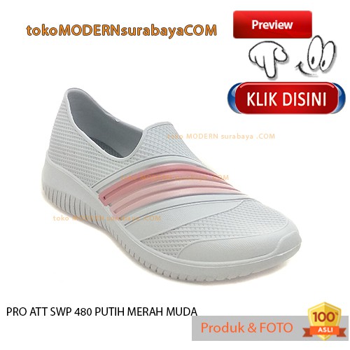 PRO ATT SWP 480 PUTIH MERAH MUDA Sepatu Wanita Sepatu Slip On Karet