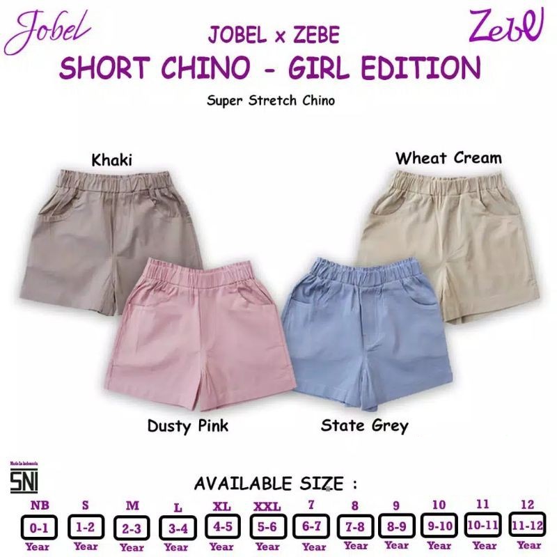 Celana Pendek Bayi Anak Perempuan 0-6 Tahun Jobel Short Chino Girl 1pcs