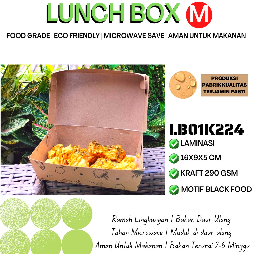 Paper Lunch Box Medium Lunchbox Medium (LB1K224-Laminasi)