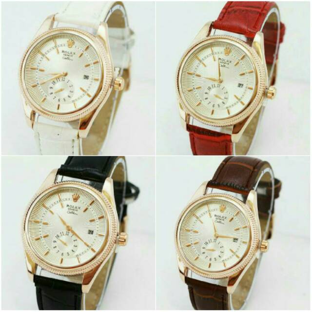 jam tangan rolex tali kulit fashion cewe/wanita