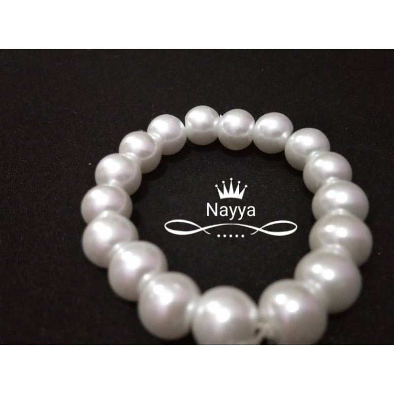 gelang imitasi anak perempuan murah mutiara sintetis warna putih polos