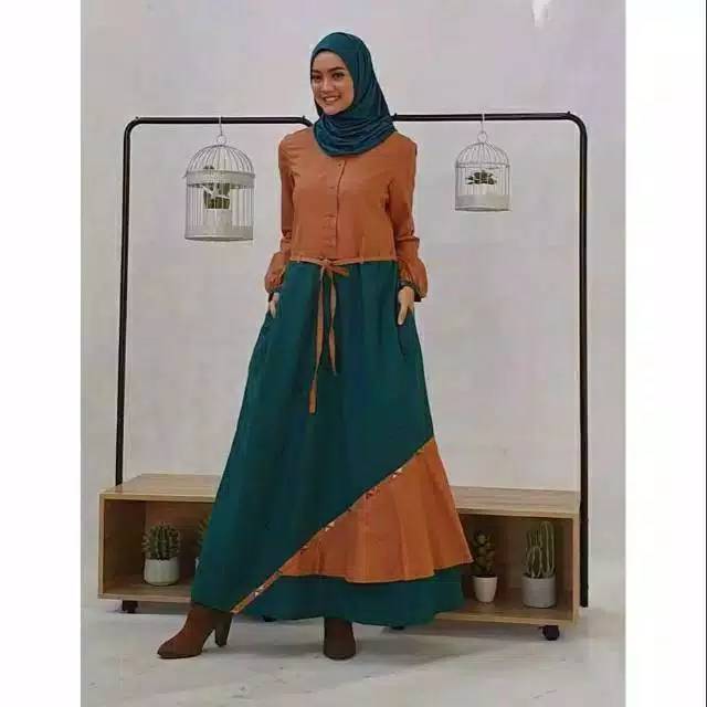 Gamis/abaya dannis dewasa D' two tone family