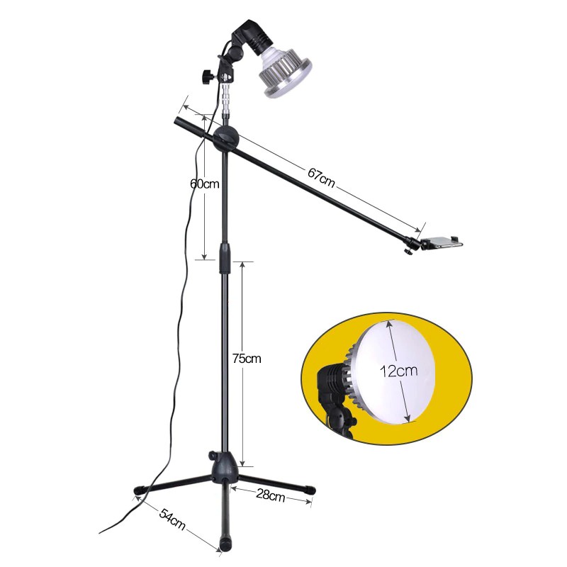 Lightupfoto Tripod Stand Holder Smartphone with Boom Arm and LED Light 35W - CN-128