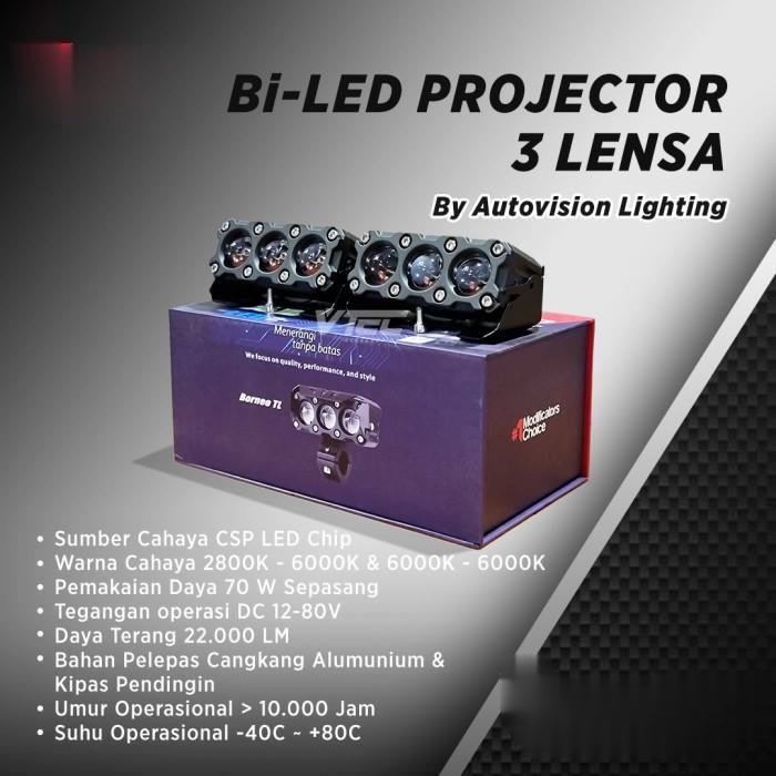 Mini Biled Projector Autovision 3 Lensa 2 Warna