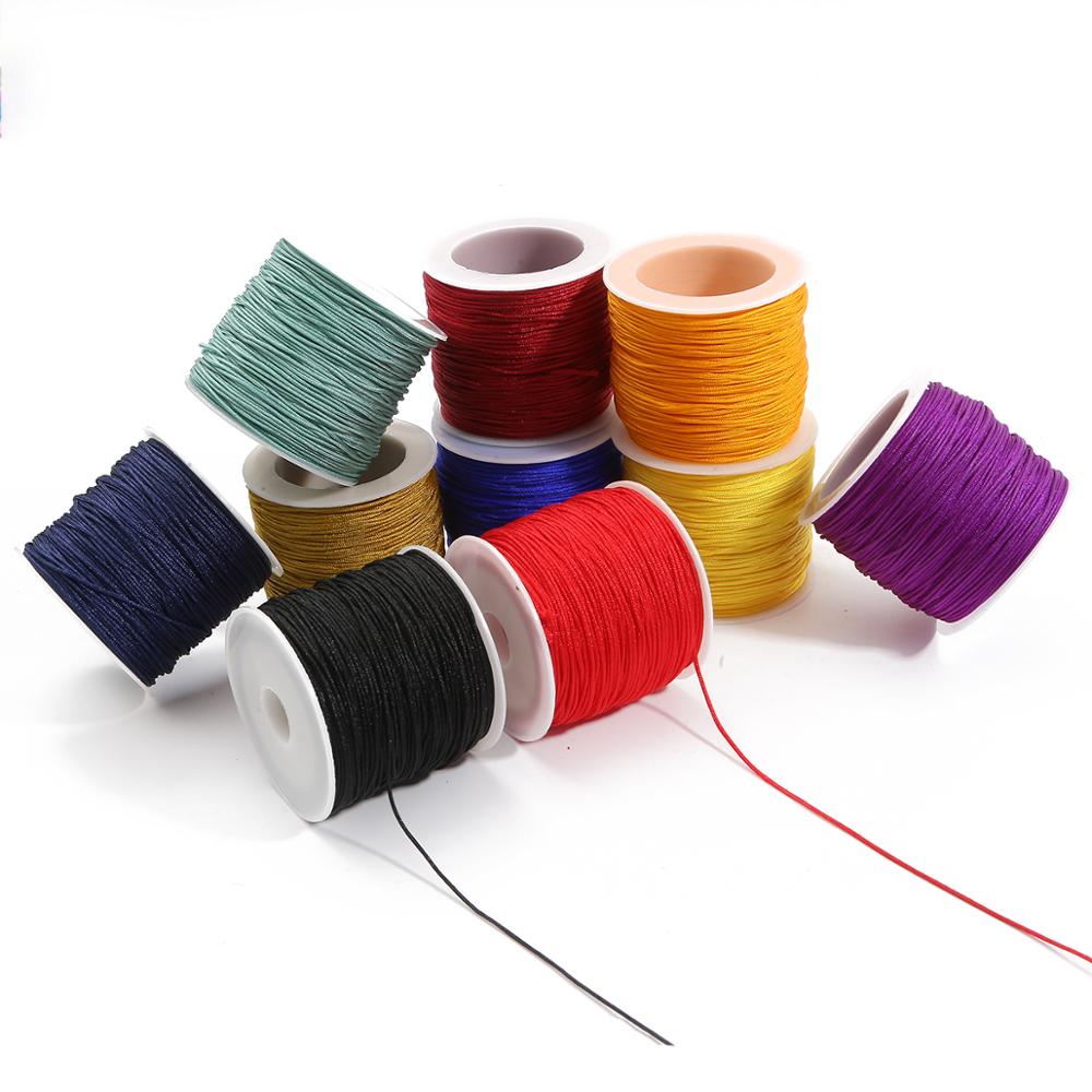 50meter/roll 0.8mm 24warna Benang Tali Nilon Simpul Cina Macrame Cord Gelang Braided String Thread Untuk Aksesoris Jahit Pakaian DIY