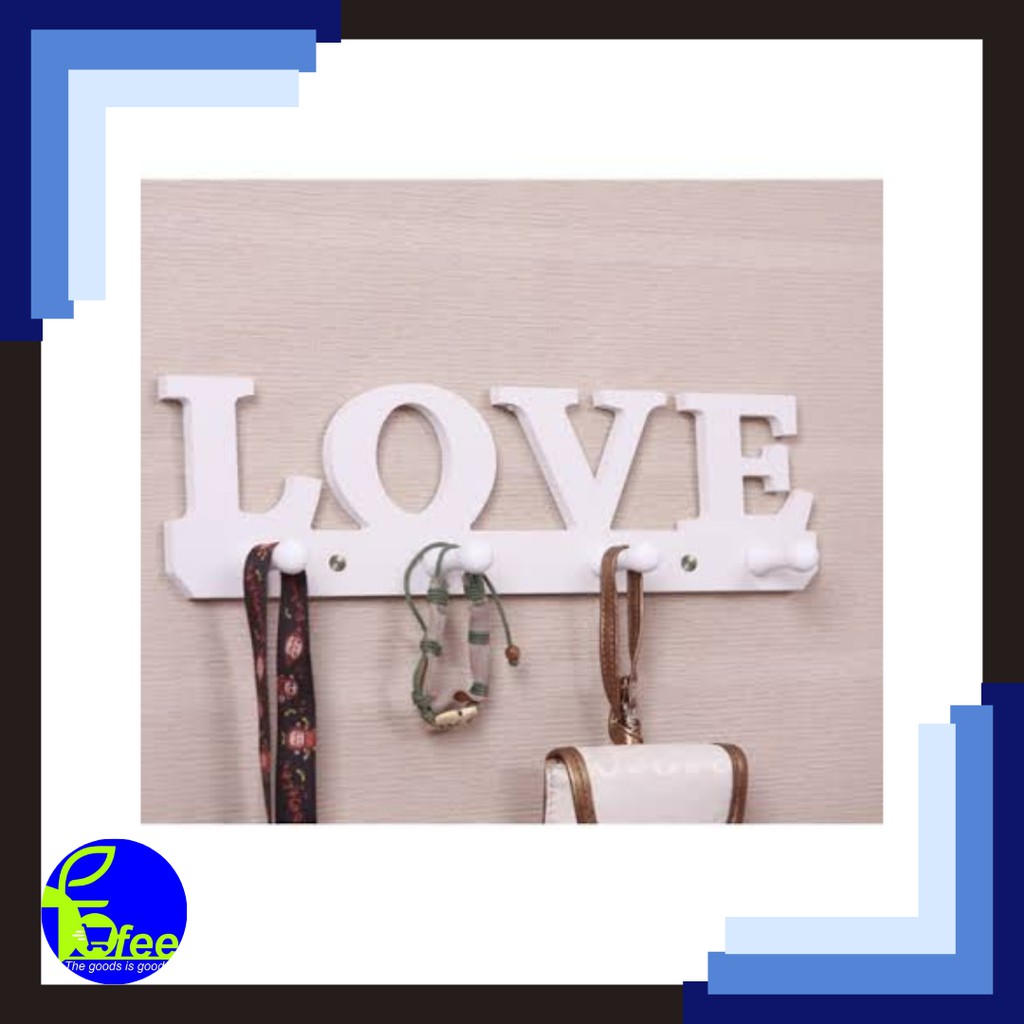 [IMPORT] - Rak Dinding Gantungan Baju Love Putih - White Hanger Kayu R29