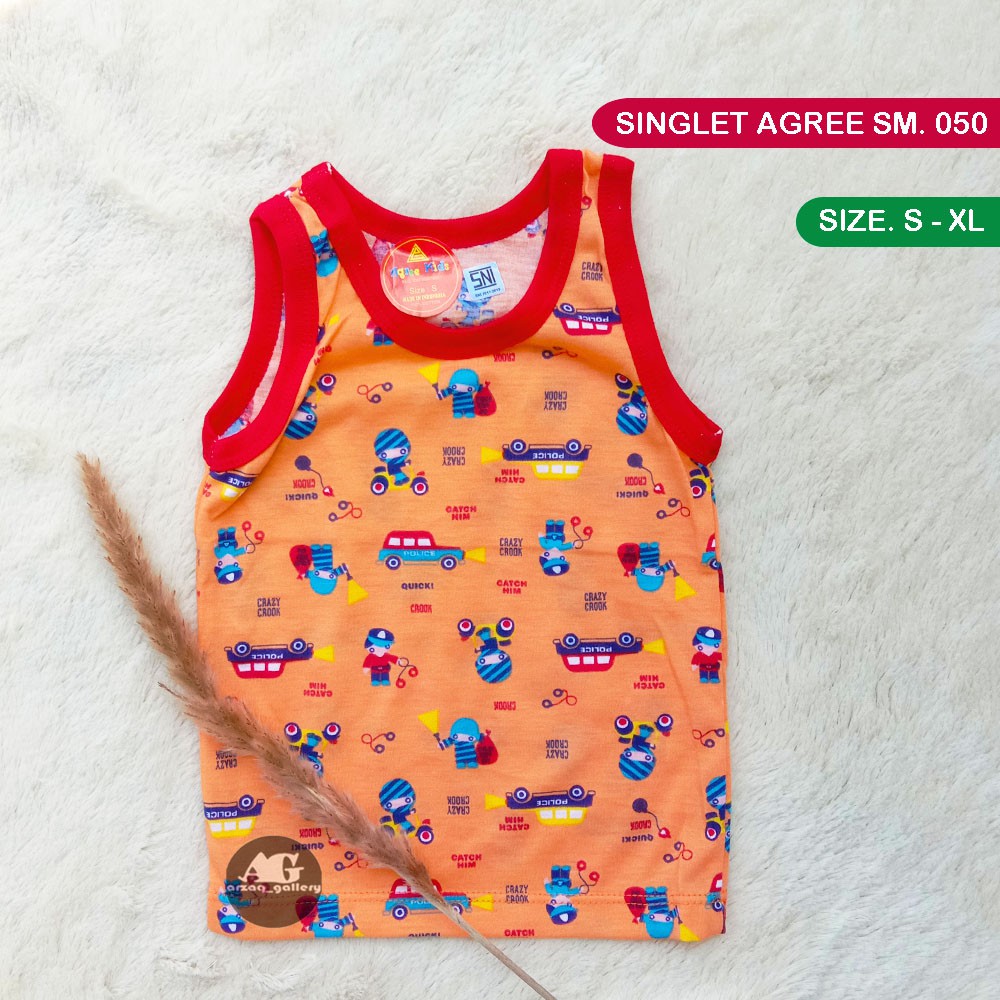 Singlet Agree SM050 WARNA / SM SA056 Motif Car | Kaos Dalam Anak Kutung | Kaos Anak Motif | Kaos Kutang | Singlet Anak