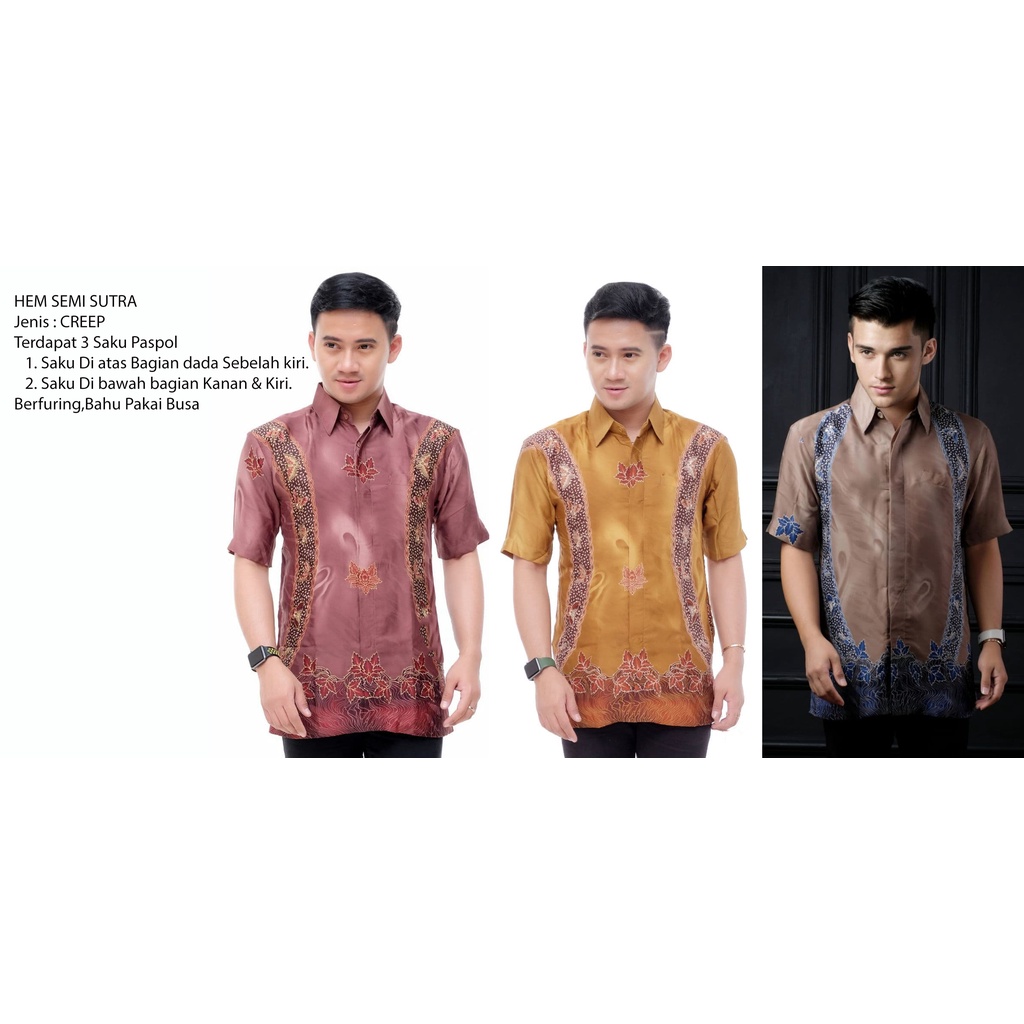 Kemeja Batik Semi Sutra Pria | Hem Batik Semi Sutra Pria | Kemeja Batik | SS0046