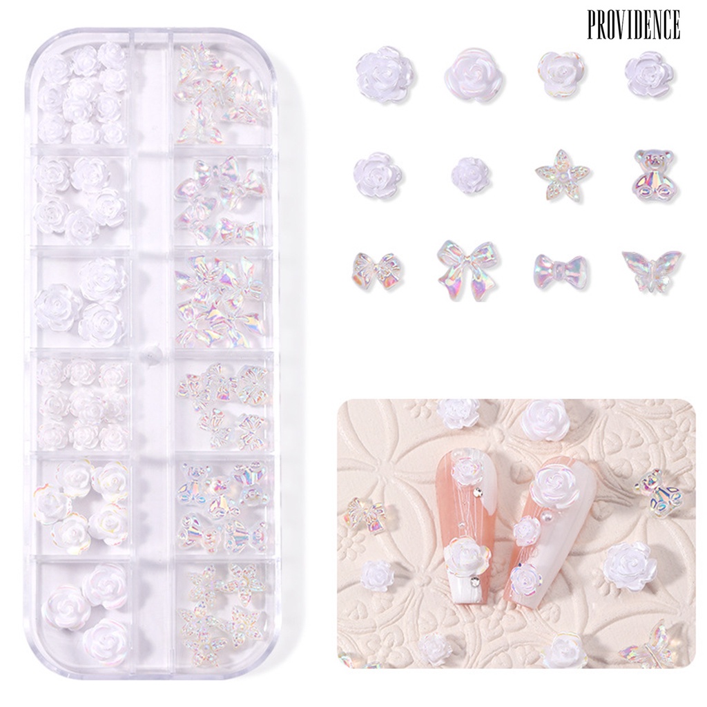 Ornamen Bunga Camellia / Beruang / Hati / Pita Bahan Resin Untuk Dekorasi Nail Art