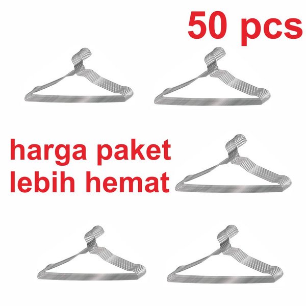 LJ Gantungan Baju Anti Karat khusus 50 pcs harga lebih murah dan lebih hemat - Hanger Kawat