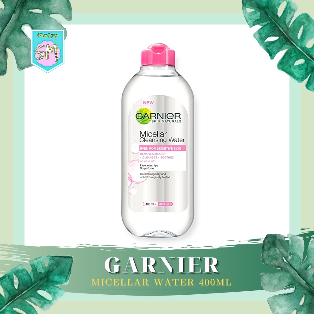 GARNIER Micellar Cleansing Water 400ml | Pembersih Makeup | Pink Sensitive skin | Blue Biru Sali