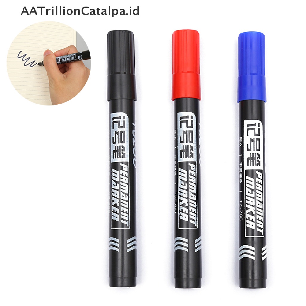 Aatrillioncatalpa 10pcs Spidol Permanen Anti Air Tinta Hitambirumerah