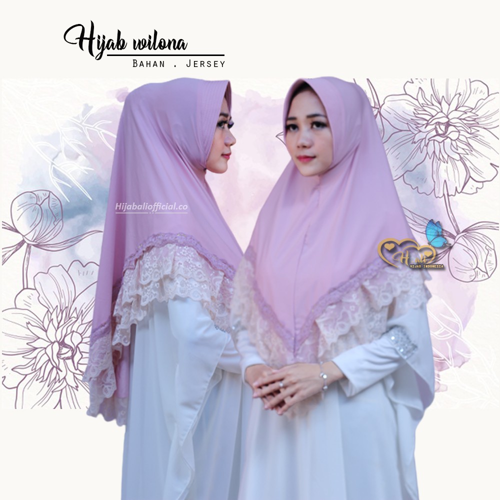 HIJAB INSTAN RENDA BERGO INSTAN PED BUSA KERUDUNG JERSEY RENDA TUMPUK JILBAB INSTAN RENDA WILONA Q1