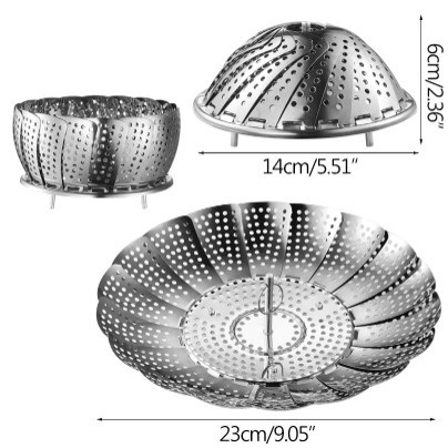Kukusan Lipat Stainless Multifungsi Keranjang Buah Cuci Sayuran 22 cm