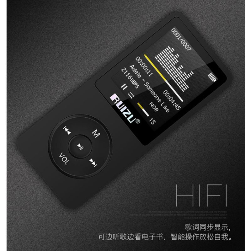 Ruizu X02 HiFi DAP MP3 WMA WAV APE FLAC FM Radio Stereo Audio Media Player 4G Lossless Sound Black