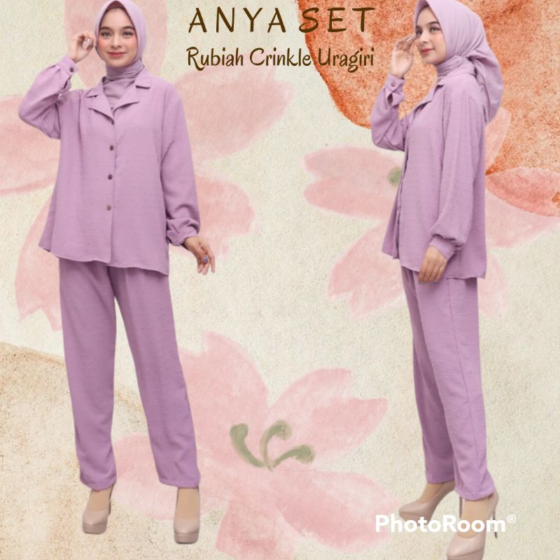ANYA SET - SETELAN CELANA CRINKLE RUBIAH URAGIRI - SETELAN JAS  RUBIAH URAGIRI