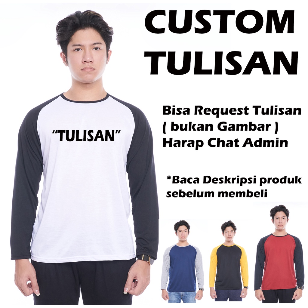 Kaos Raglan Panjang Kombinasi CUSTOM Bisa Request Tulisan