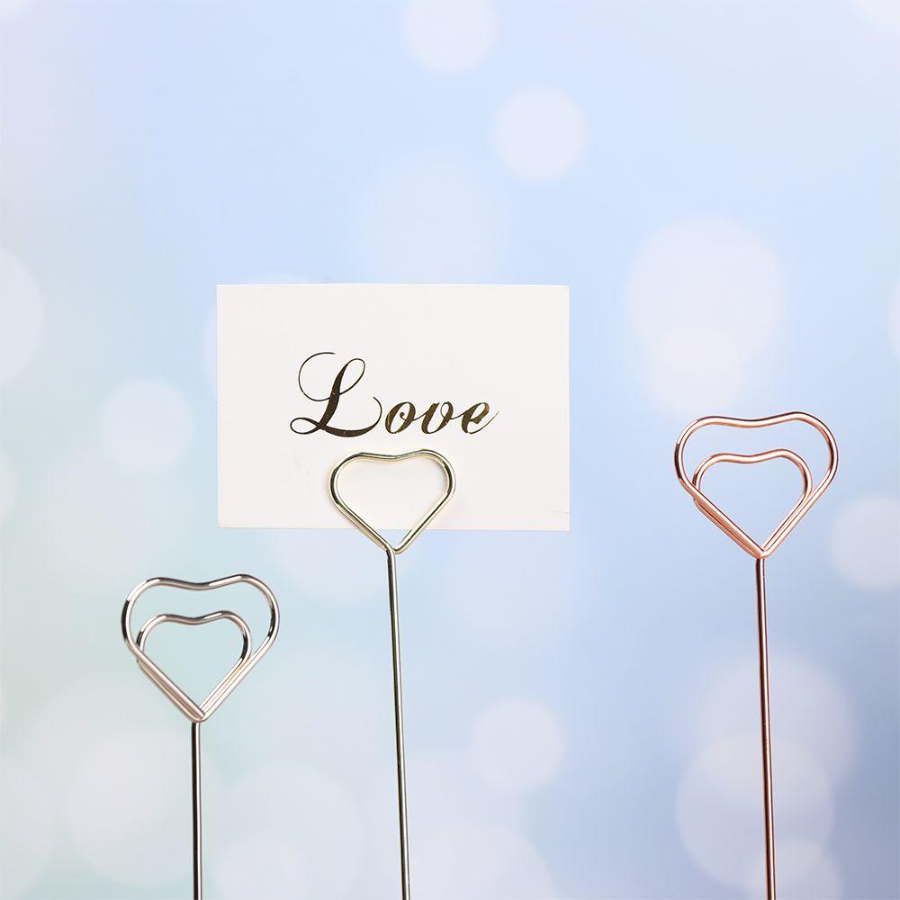 [POPULAR] 1pc Metallic Clamps Stand Romantic Table Numbers Holder Place Card Paper Clamp Fashion Heart Shape Rose Gold Desktop Decoration Wedding Supplies Photos Clips/Multicolor