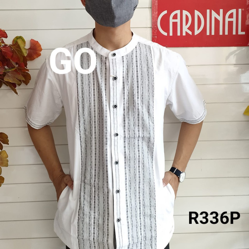 BB S-M CARDINAL KEMEJA KOKO Taqwa Pakaian Pria Original Baju Muslim Salur Lengan Pendek Kekinian