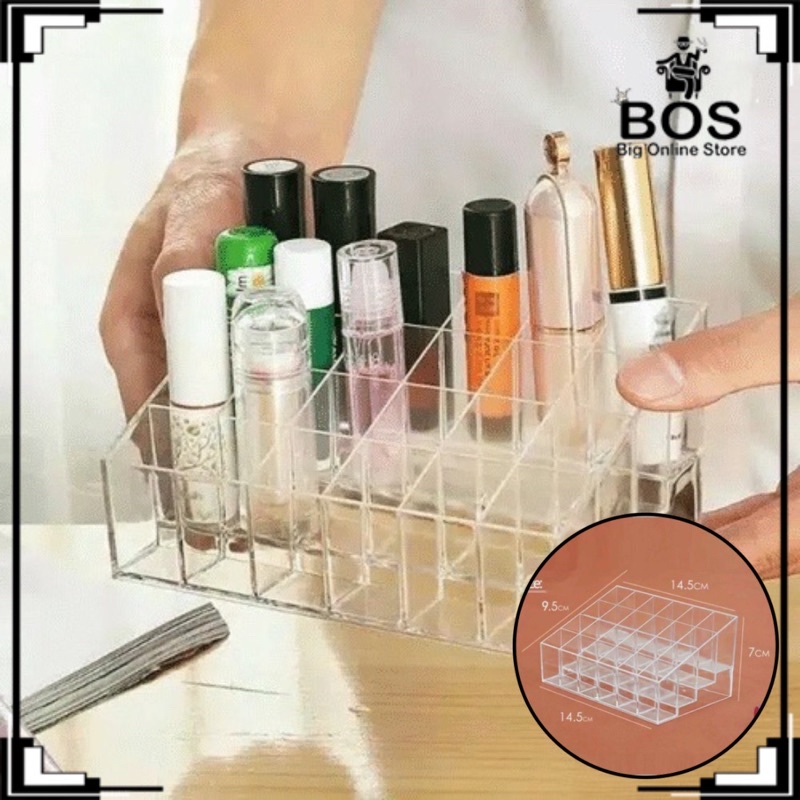 BOS - RAK LIPSTICK 24 SLOT | HOLDER KOSMETIK KOTAK TEMPAT LIPSTIK ACRYLIC