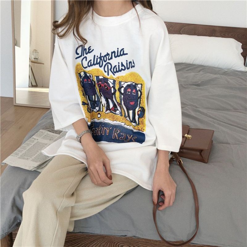 T-shirt Cartoon Printing Korean Style Oversize