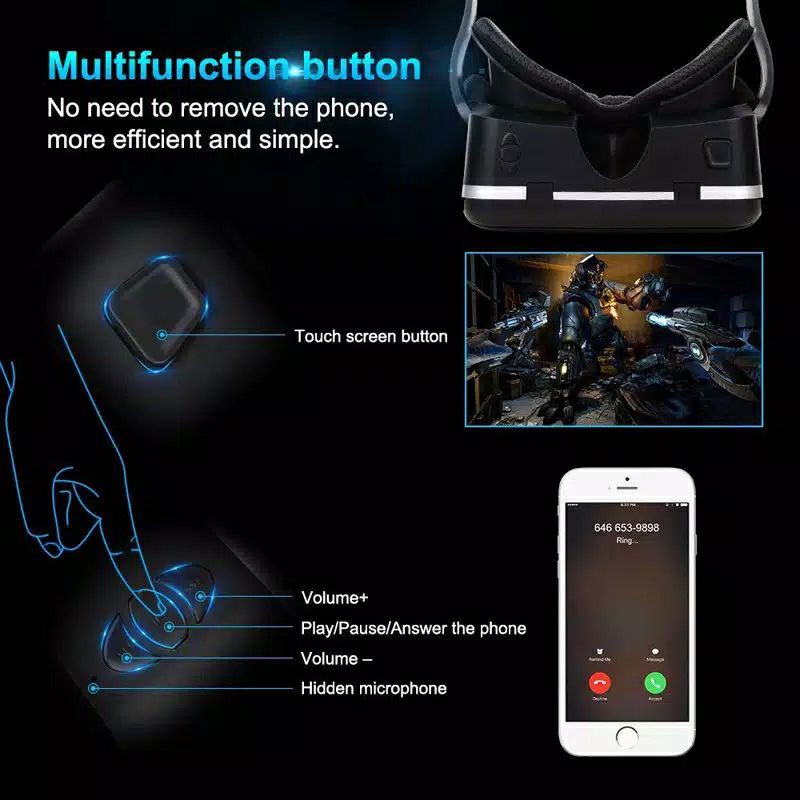 VR 3D Shinecon 6.0 VR Box Virtual Reality 3D Glasses dengan Headphone Termurah