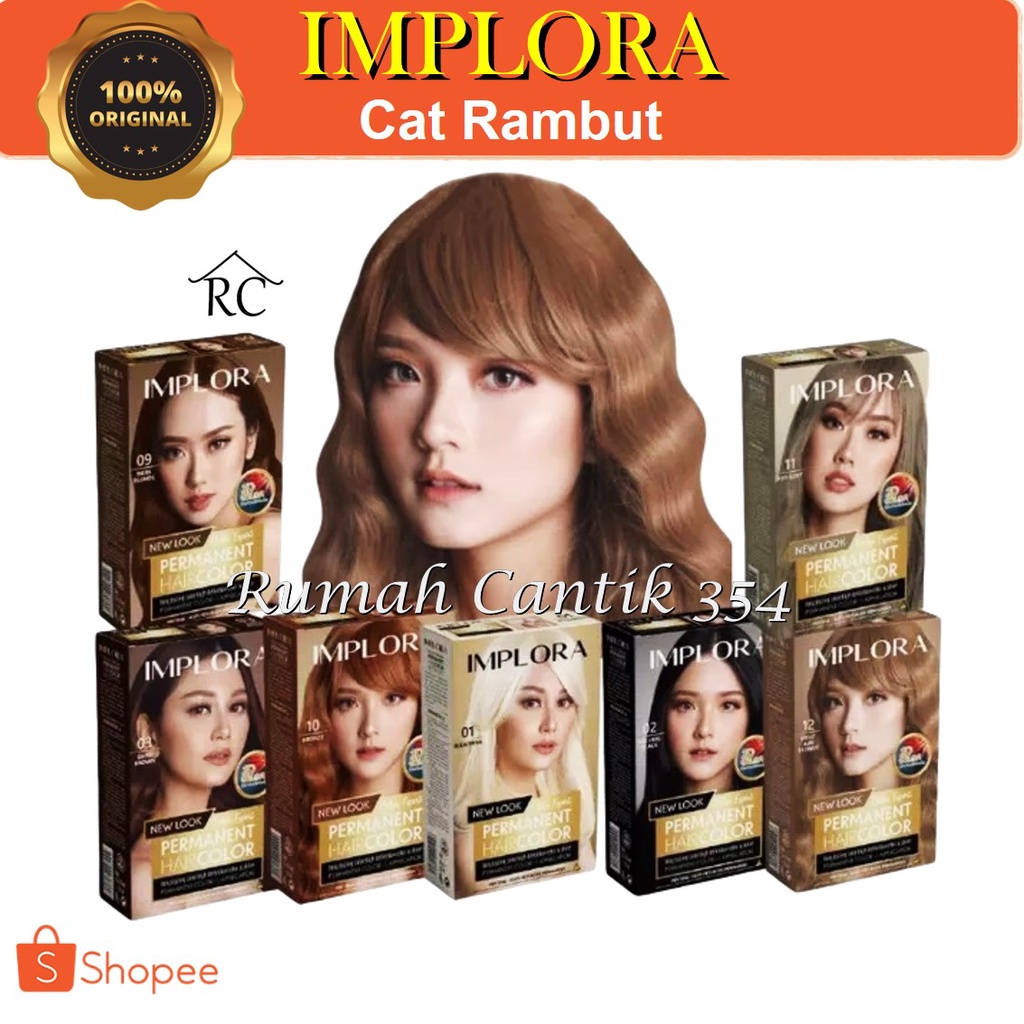 Implora New Permanent Hair Color Rumah Cantik 354 Cat Rambut Implora Dengan Warna Yang Indah dan Tahan Lama