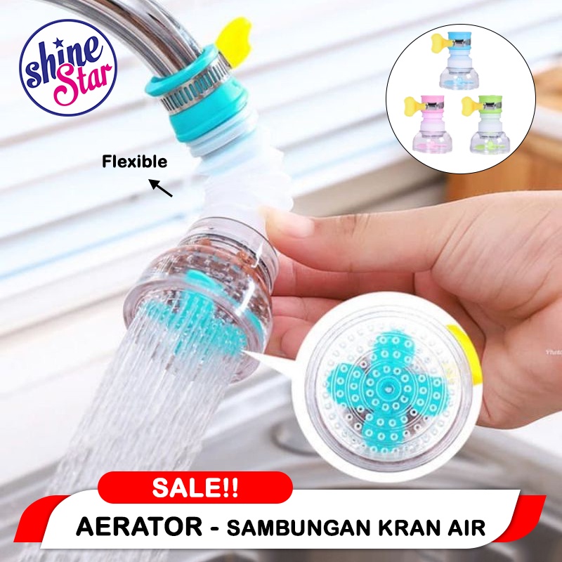 SHINE STAR - BISA COD - Aerator Sambungan Kran Air 360 Derajat - Saringan Air Keran Putar - Warna Random