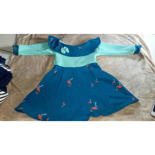 Dress leher lengan panjang / Dress Pita Lucu