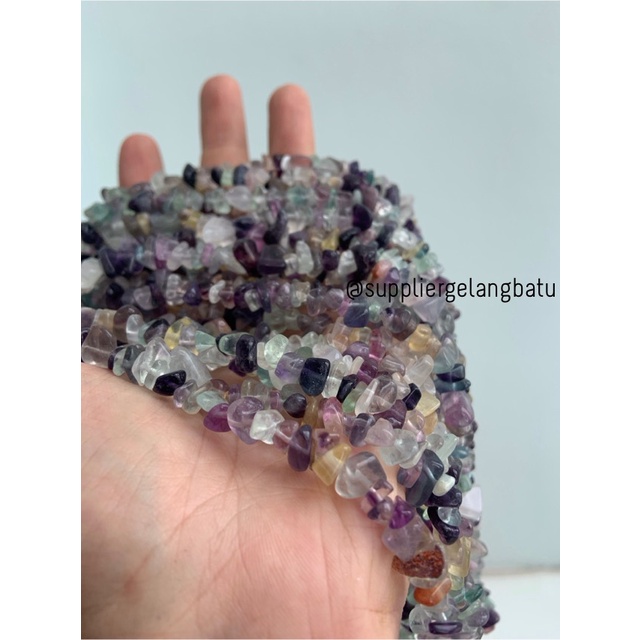 KERIKIL Batu alam FLUORITE QUARTZ 1cm biru hijau asli tanpa pewarnaan