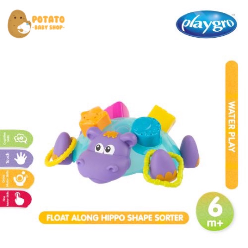 Playgro Float Along Hippo Shape Sorter - Mainan Mandi Anak