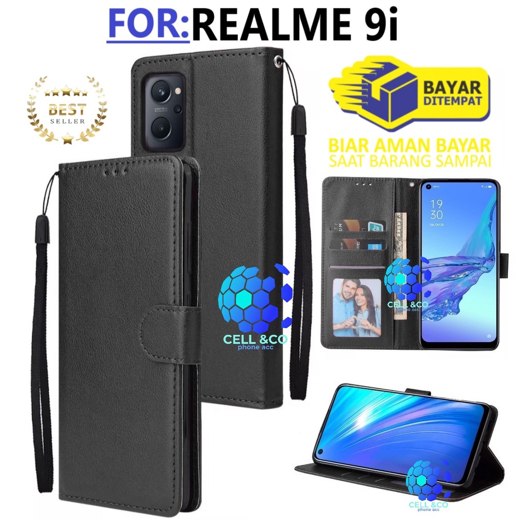 NEW REALME 9i CASE FLIP LEATHER WALLET PREMIUM FLIP CASE BUKA TUTUP KESING HP CASING FLIP CASE WALLET REALME 9i