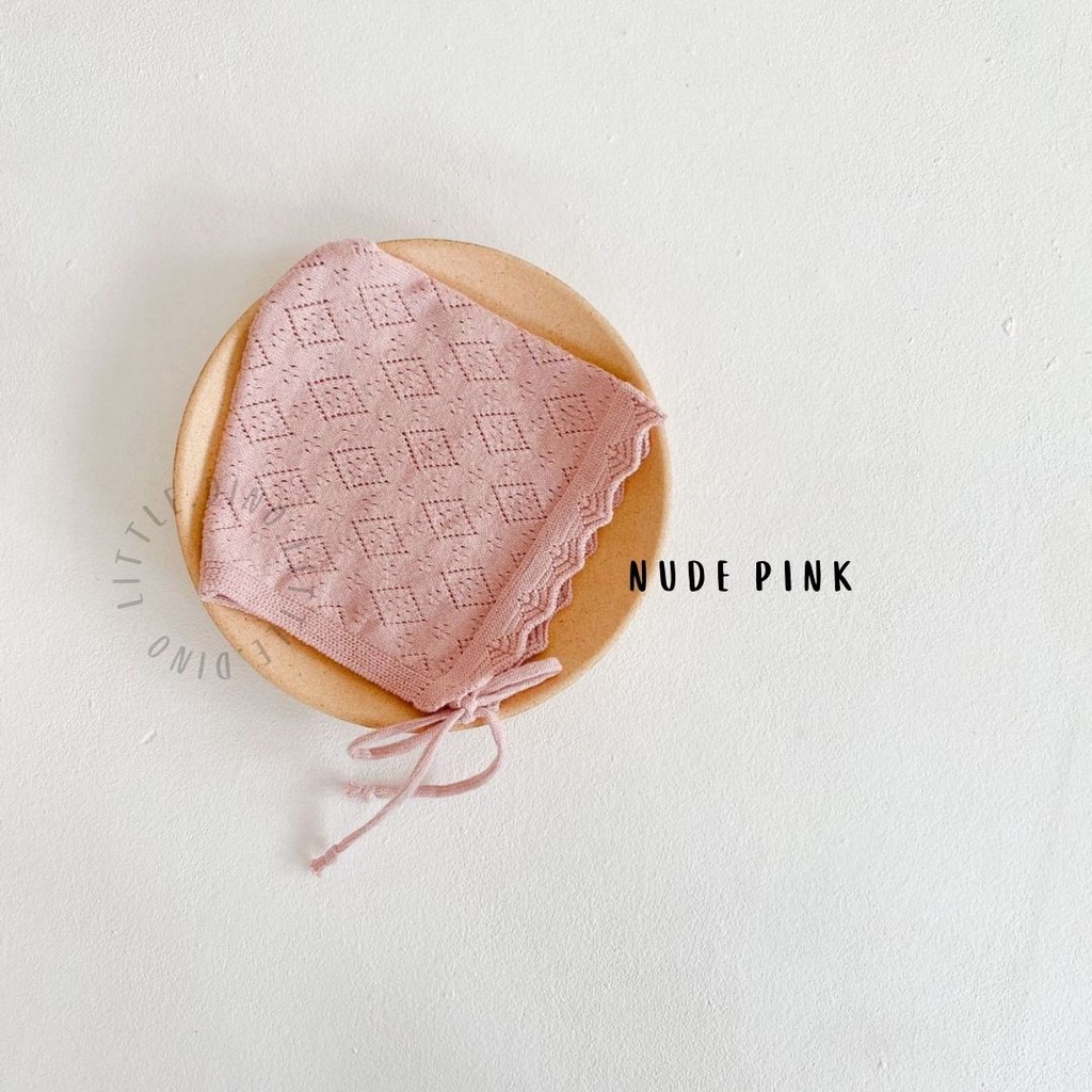 LITTLEDINO - Topi Anak Bayi Noni Bonnet Pastel-5 NUDE PINK