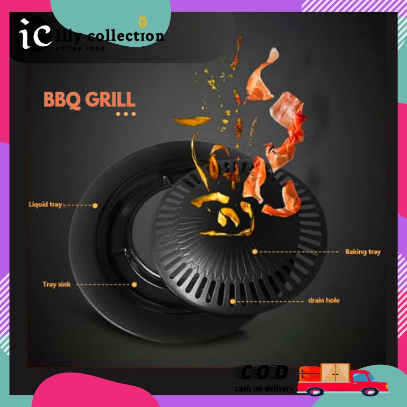 Panggangan Barbeque Grill Plate Smokeless Anti Lengket 32 cm