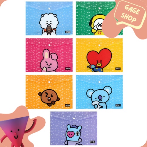 

map plastik karakter bt21 bts keperluan sekolah anak map lucu imut amplop fancy unik lucu alat penyimpan kertas ATK alat tulis kantor bisa COD termurh import