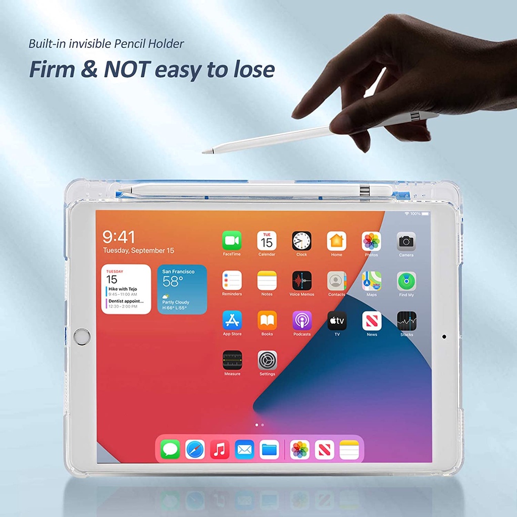 Air 4 iPad Case with Pencil Holder iPad Pro11 (2018) Auto Wake Sleep Magnetic Casing Protective Tablet Holder Case iPad Pro 11 2018 Transparent Smart Folio Cover with Sticker