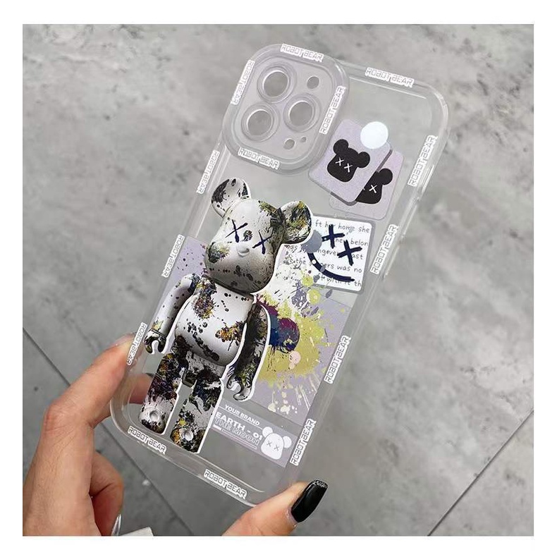 Soft Case TPU Transparan Motif Power Bear Untuk Iphone 13 Pro Max / 12 / 11 / XS / XR / X / 8 / 7 / 6 Plus Mini SE 2020