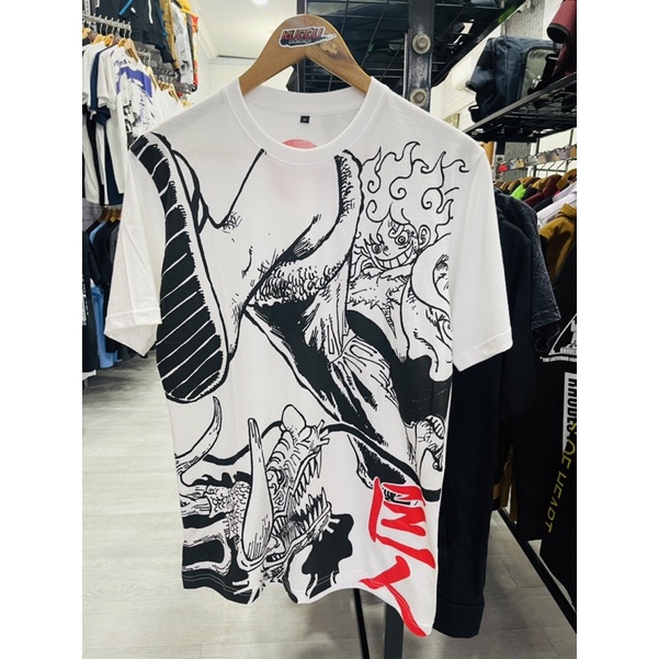 Tshirt Luffy Nika vs Kaido Fullprint Anime Manga One Piece Premium Unisex