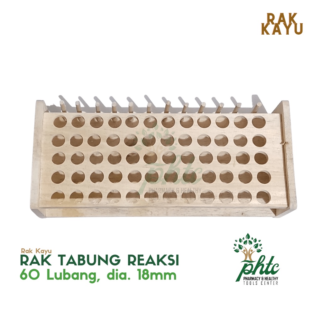 Rak Tabung Reaksi Kayu 60 Lubang