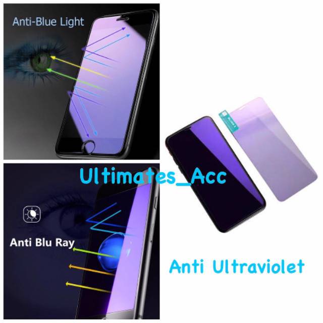 Tempered Glass Blue Light Blue Ray Anti UV Ultraviolet Oppo A3S