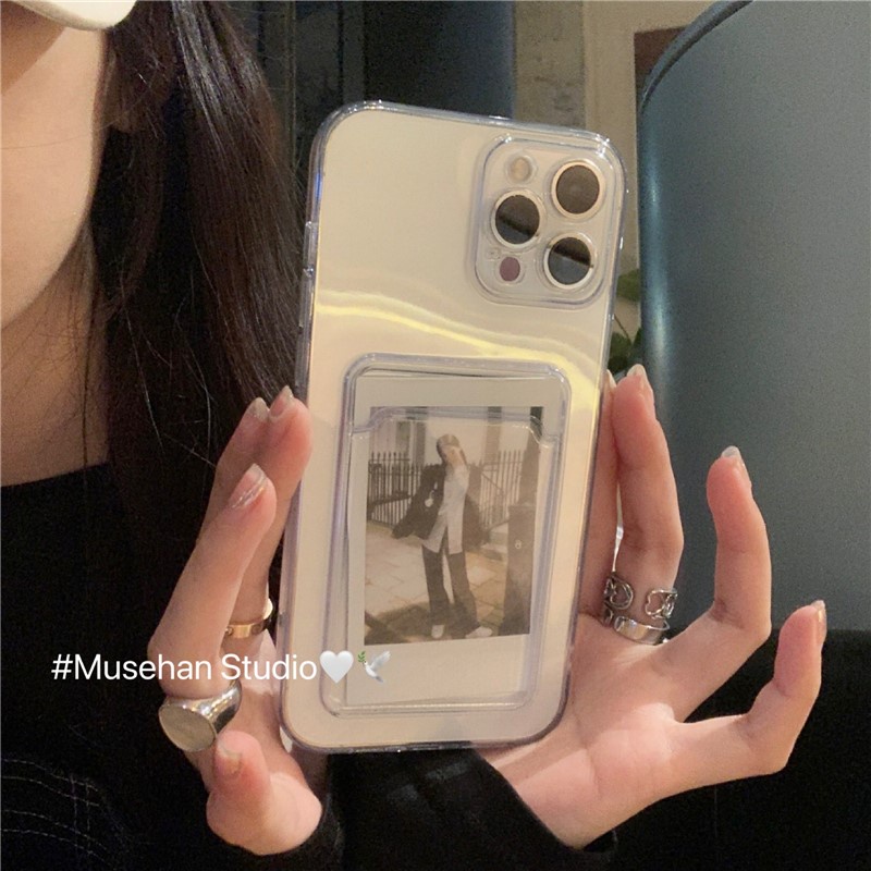 Soft Case Silikon Transparan Holder Kartu Untuk iPhone 14 Pro Max 13 Pro Max 12 11 Pro Max 12 mini SE 2020 6 6S 7 8 Plus X XR XS Max i6 i7 i8 i11 i12 +