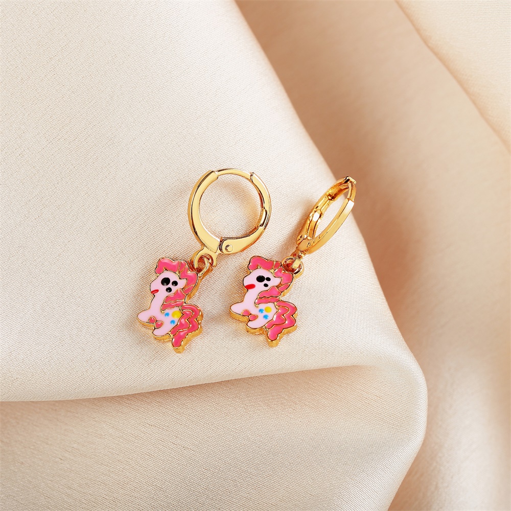 Y440 Anting Anak Perempuan Unicorn Anting Titanium Lapis Emas Anak Anti Karat Anting Anak Pony