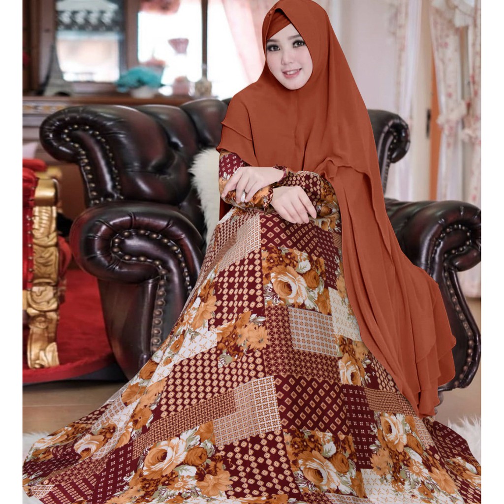 Gamis set khimar (I1N1) Gamis Brukat Gamis Twill Polos Promo Terbaru 2023 Jubah Turkey Z1R1 Gratis O