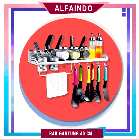  Rak Bumbu Dapur Gantung Minimalis  Dinding Serbaguna Aluminium AD568N40 Shopee Indonesia