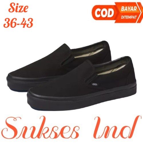 Sepatu Pria Checkerboard Classic Vans Hitam Polos Sepatu Vans Original Slip on Sepatu Wanita Premium