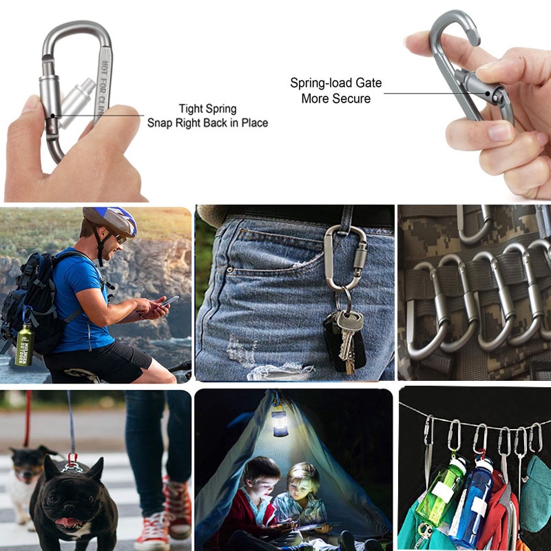 1pc Carabiner Bahan Aluminum Alloy Untuk Hiking / Travel / Camping / Survival