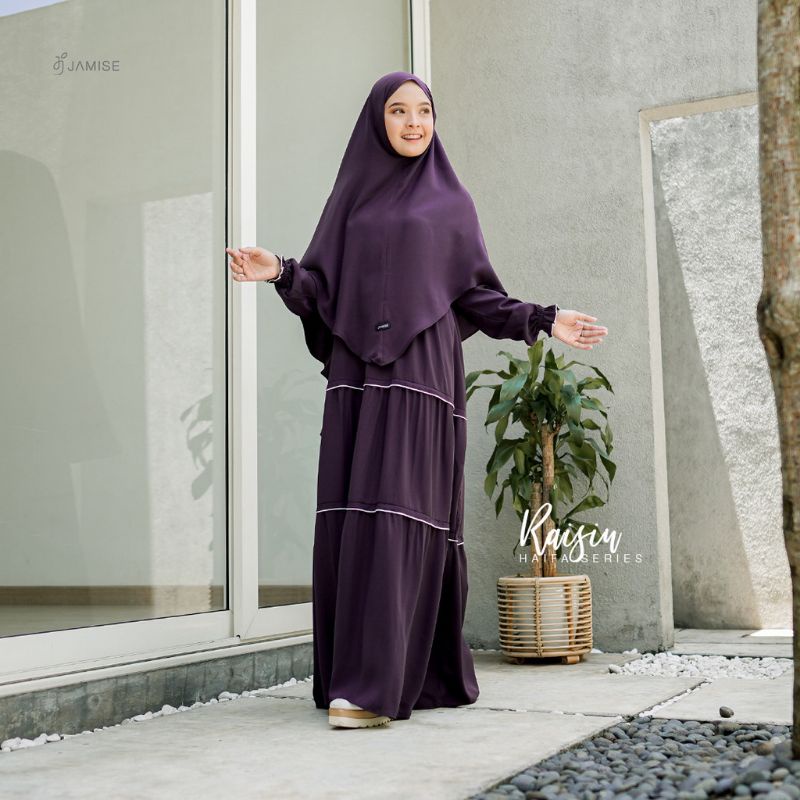 Set gamis khimar syari haifa series raisin jamise syari